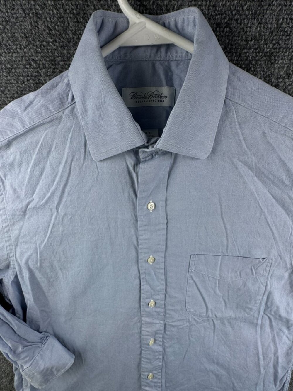 Brooks Brothers 15 31 Blue Button Up Shirt Long Sleeve Men Cotton Adult Woven